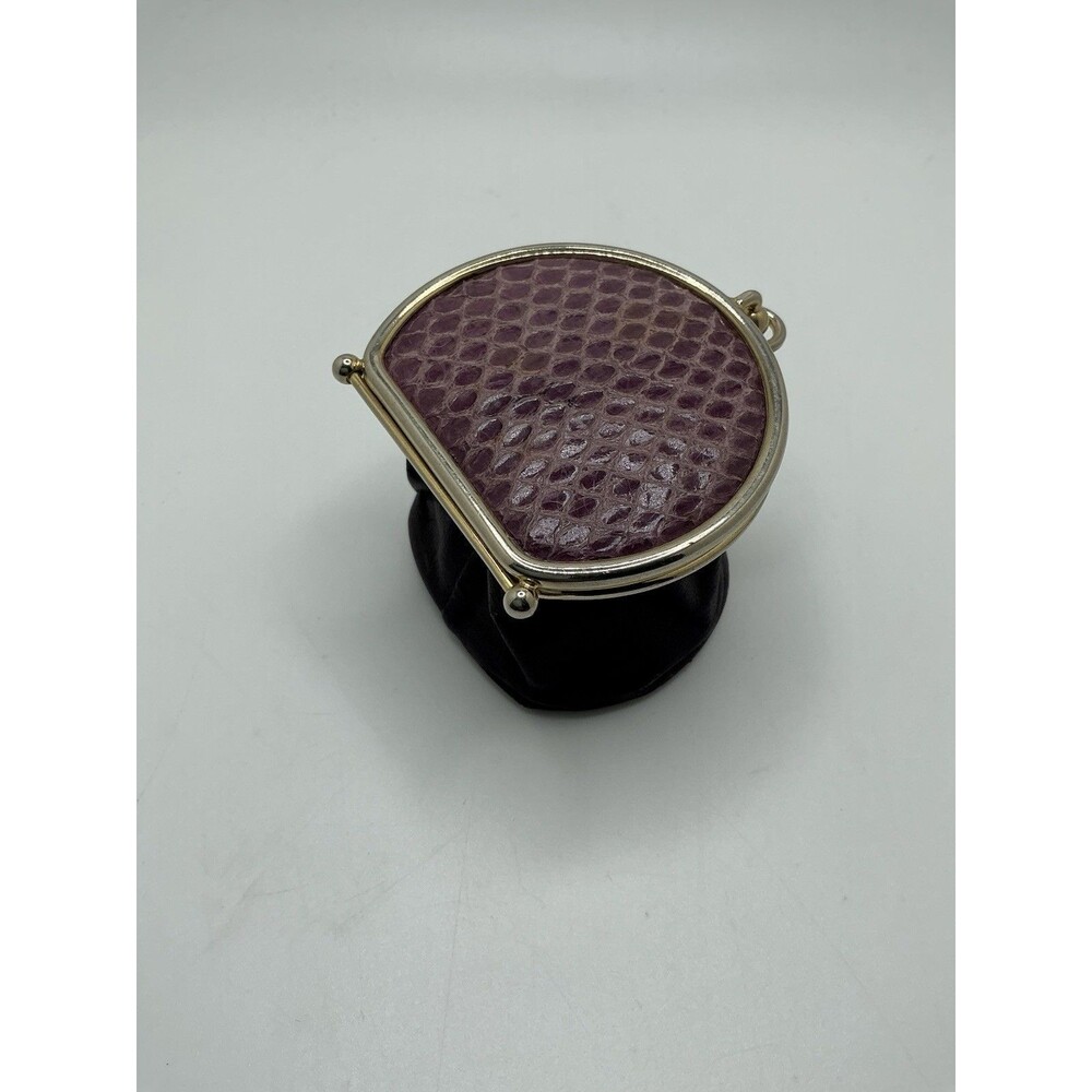 Neiman Marcus Expandable Merlot Colored Coin Purse Reptile/Leather Made in Spain